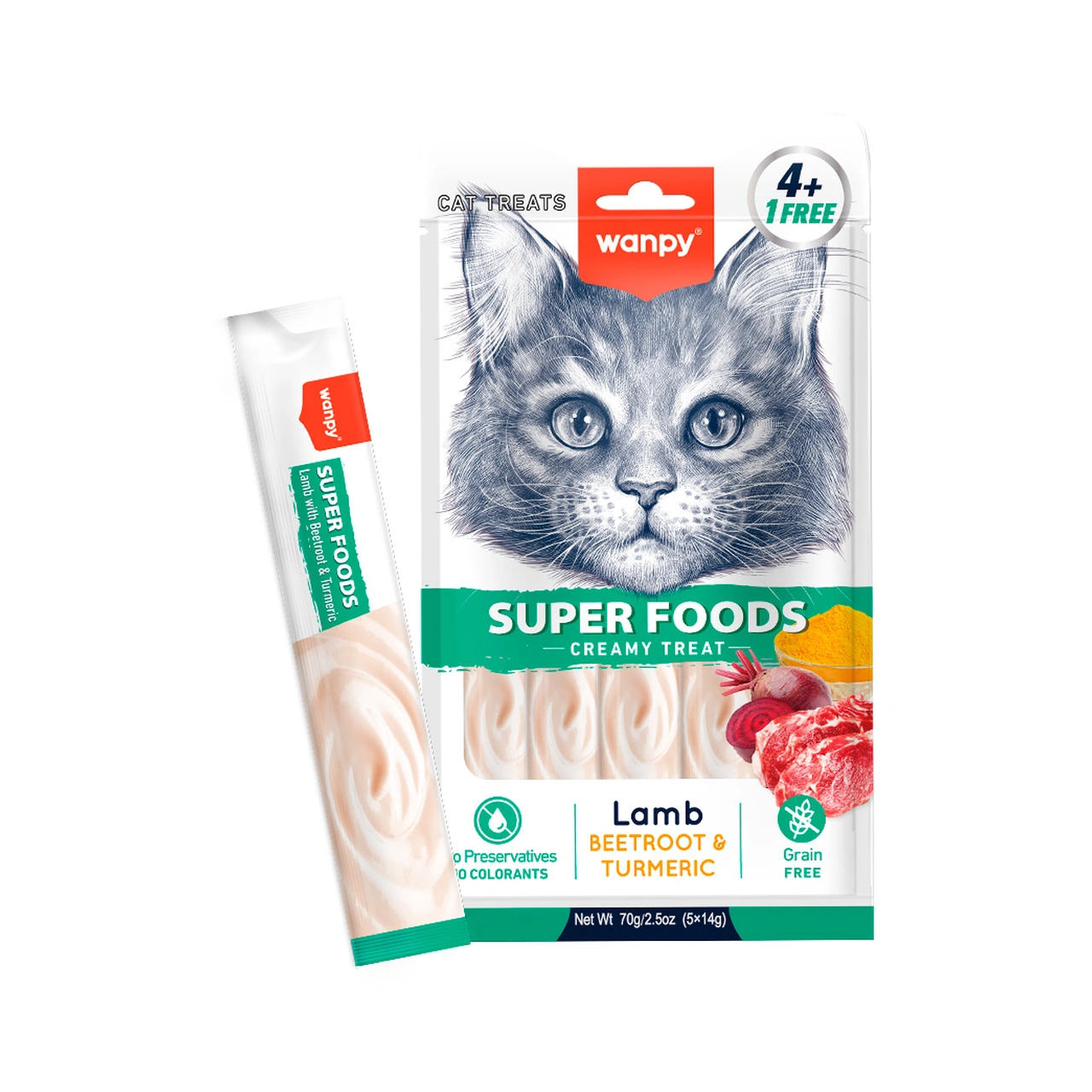 Wanpy Superfoods Creamy Lickable lam, rødbede og gurkemeje 70 g